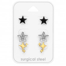 Stars Stainless Steel Set and Jewelry on Card