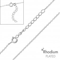 39cm Cable Sterling Silver Single Chain with 3cm Extension Included