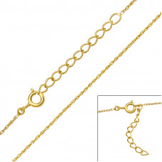 39cm Square Link Sterling Silver Single Chain with 3cm Extension Included