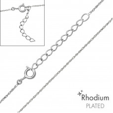 39cm Square Link Sterling Silver Single Chain with 3cm Extension Included