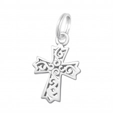 Silver Cross Charm with Split Ring