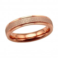 Stone Finish Plain Band Stainless Steel Rose Gold Color Ring