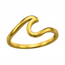 Wave Stainless Steel Gold Color Ring