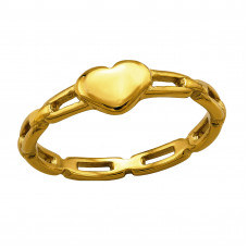 Chain Link with Heart Stainless Steel Gold Color Ring