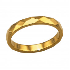 Hammered Faceted Band Stainless Steel Gold Color Ring