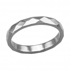 Hammered Faceted Band Stainless Steel Ring