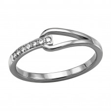 Teardrop Shaped Stainless Steel Ring with 7x White Cubic Zirconia