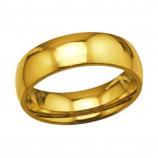 D-Shape Heavyweight High Polish Stainless Steel Gold Color Band Ring