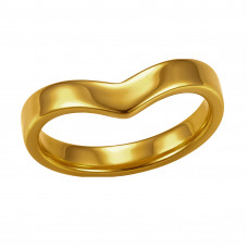 Plain V Shaped Stainless Steel Gold Color Ring