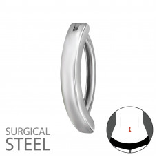Plain Hinged Belly Button Clicker Ring 316 Surgical Steel 1.6x12mm (14G) Curved Bar