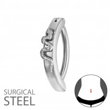 Snake Hinged Belly Button Clicker Ring 316 Surgical Steel 1.6x12mm (14G) Curved Bar