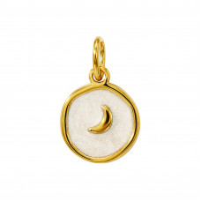 13mm Round with Moon Stainless Steel Gold Color Pendant with Epoxy