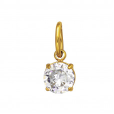 Stainless Steel Gold Color Pendant with Round 6mm Cubic Zirconia