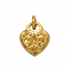 9mm Patterned Heart Stainless Steel Gold Color Pendant
