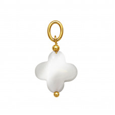 Stainless Steel Gold Color Pendant with 12mm Clover Imitation Shell