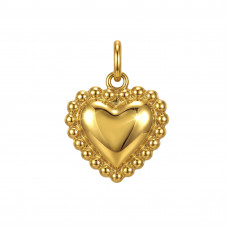 10mm 3D Heart Stainless Steel Gold Color Pendant