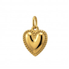 12mm 3D Heart with Dots Stainless Steel Gold Color Pendant