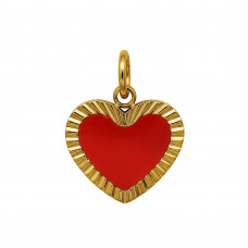 10mm Patterned Border Heart Stainless Steel Gold Color Pendant with Epoxy