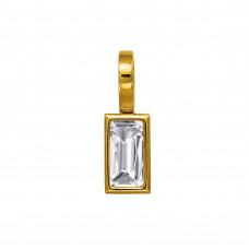 4x14mm Baguette Stainless Steel Gold Color Pendant with Cubic Zirconia