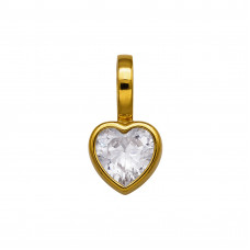 6.5mm Heart Stainless Steel Gold Color Pendant with Cubic Zirconia