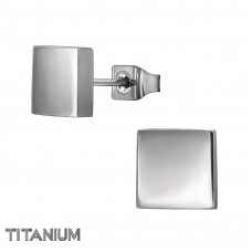 7mm Square Edge Titanium Ear Studs