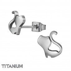 8mm Cat Titanium Ear Studs