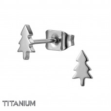 6mm Christmas Tree Titanium Ear Studs