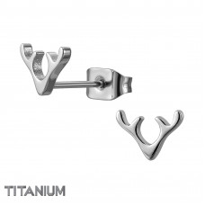 7mm Deer Antler Titanium Ear Studs