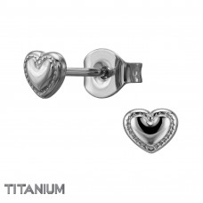 Heart with Vintage Border Titanium Ear Studs
