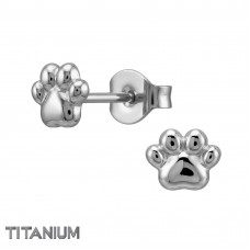 Dog Paw Titanium Ear Studs