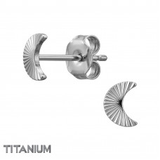 Art Deco Crescent Titanium Ear Studs