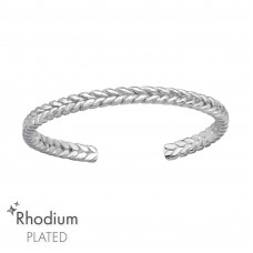 Braided Sterling Silver Rhodium Plated Adjustable Toe Ring