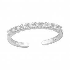 Sterling Silver Adjustable Toe Ring with Cubic Zirconia
