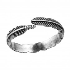 Feather Sterling Silver Oxidized Adjustable Toe Ring