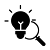 A lightbulb highlighting a magnifying glass in the background.